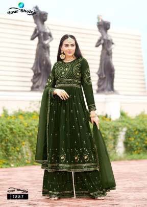 Your Choice Biba Blooming Georgette Salwar Suit DN 3887 Mehndi