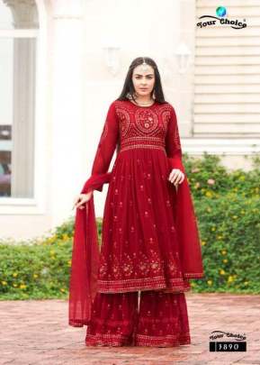 Your Choice Biba Blooming Georgette Salwar Suit DN 3890 Red