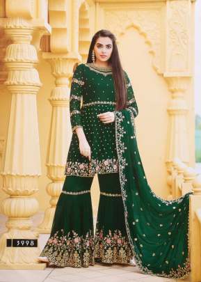 Your Choice Zaraa Heavy Faux Georgette With Embroidery Sharara Suit Green Color DN 3998