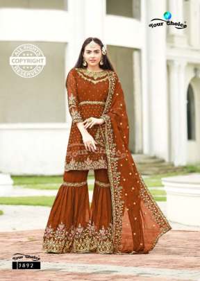 Your Choice Zaraa Vol 6 Blooming Georgette Salwar Suit Brown Color DN 3892 