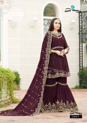 Your Choice Zaraa Vol 6 Blooming Georgette Salwar Suit Wine Color DN 3897