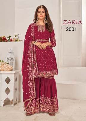 Your Choice Zaria Heavy Faux Georgette With Embroidery Work Sharara Suit Rani Color DN 2001 