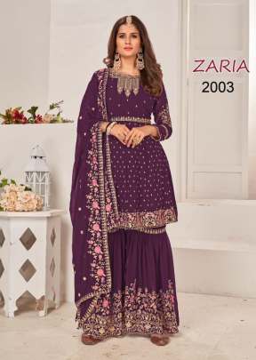 Your Choice Zaria Heavy Faux Georgette With Embroidery Work Sharara Suit Wine Color DN 2003