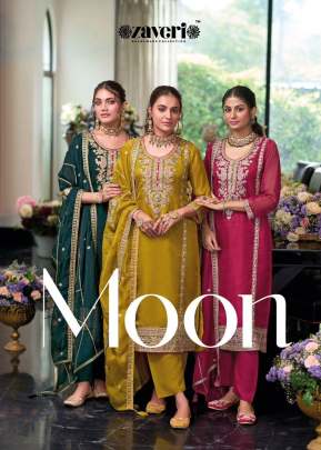 Zaveri Moon Soft Organza Embroidery Work Ready Made Salwar Suit