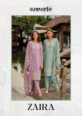 Zaveri Zaira Chiffon Embroidered Ready Made Salwar Suit